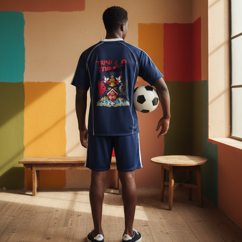 Trinidad Flag Shadow Stripe Collared Unisex Soccer Jersey