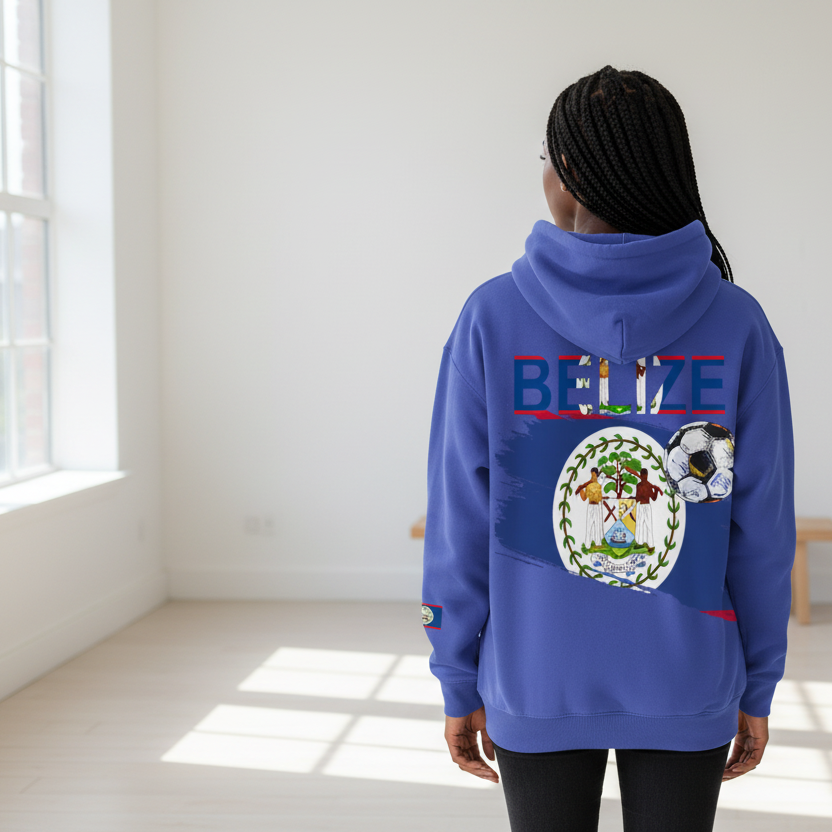 Belize Flag Themed Graphic Oversize Fleeced Unisex  Hoodie