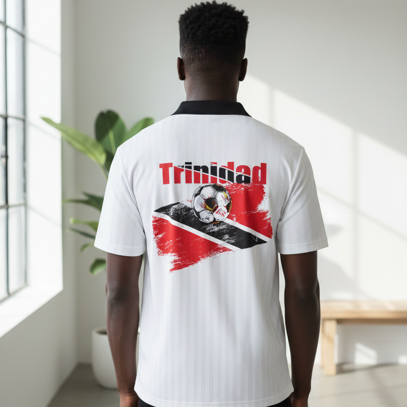 Trinidad Flag Themed Contrast Collar Striped Soccer Unisex Jersey