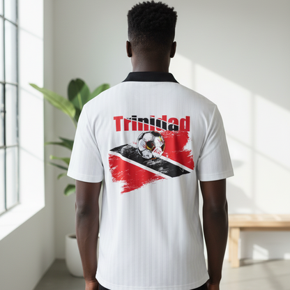 Trinidad Flag Themed Contrast Collar Striped Soccer Unisex Jersey