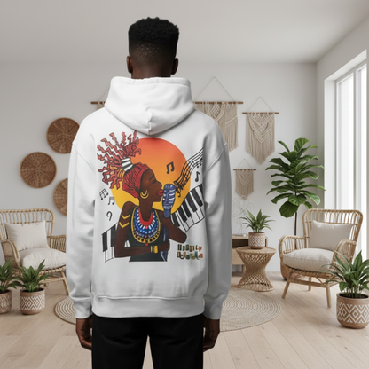Jazz Singer Art Hoodie, Snow Wash Fleece Oversize Unisex Hoodie