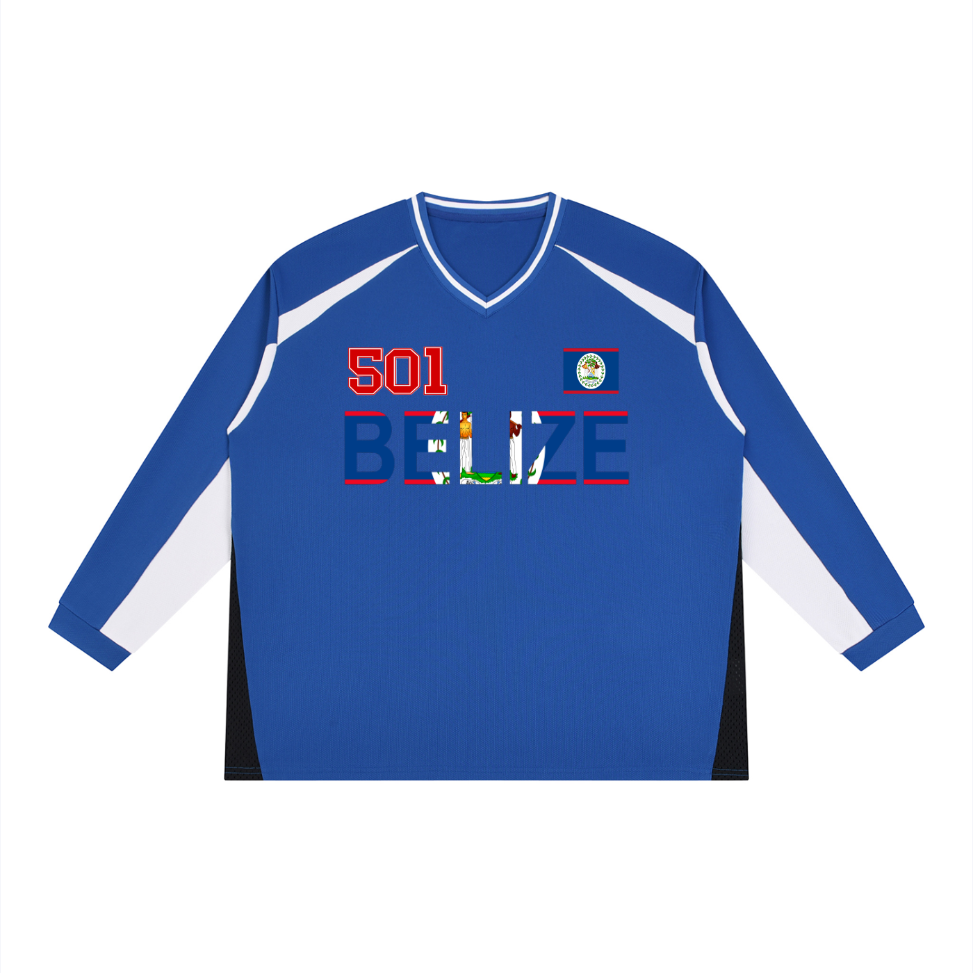 Belize Flag Art Unisex Color Block Long Sleeve Jersey