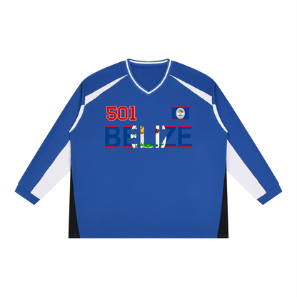 Belize Flag Art Unisex Color Block Long Sleeve Jersey