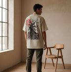 Heavyweight Unisex Drop Shoulder Cotton T-Shirt Featuring Gothic Tree Graphic Art