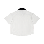 Jazz Musician Themed Graphic Unisex Striped Boxy Contrast Collar Shirt