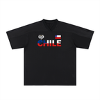 Chile Flag Themed Graphic Mesh V-Neck Soccer Jersey ODMPOD