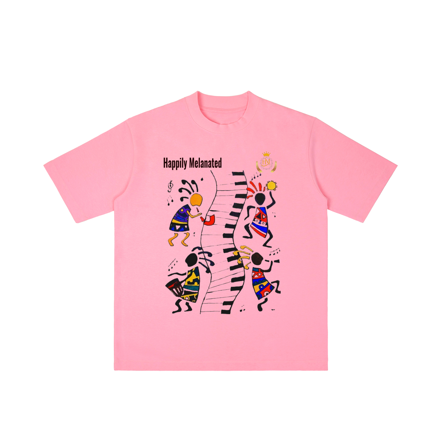 Afro Music Cartoon Graphic Unisex T-shirt, Vintage Wash Drop Shoulder T-shirt