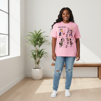 Afro Music Cartoon Graphic Unisex T-shirt, Vintage Wash Drop Shoulder T-shirt