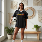 Spain Flag Themed Graphic Stripe Collared Unisex Soccer Jersey ODMPOD