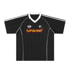 Spain Flag Themed Graphic Stripe Collared Unisex Soccer Jersey ODMPOD