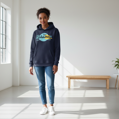 Bahamas Flag Themed Graphic Oversize Fleeced Unisex Hoodie