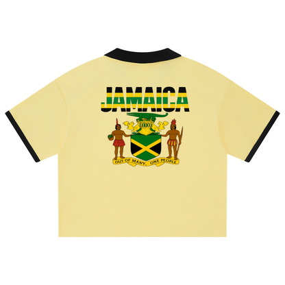 Jamaica Flag ThemedUnisex Collared Piping Boxy Soccer Jersey