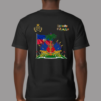 Haiti Flag Themed Vintage Wash Cotton Graphic Unisex T-Shirt