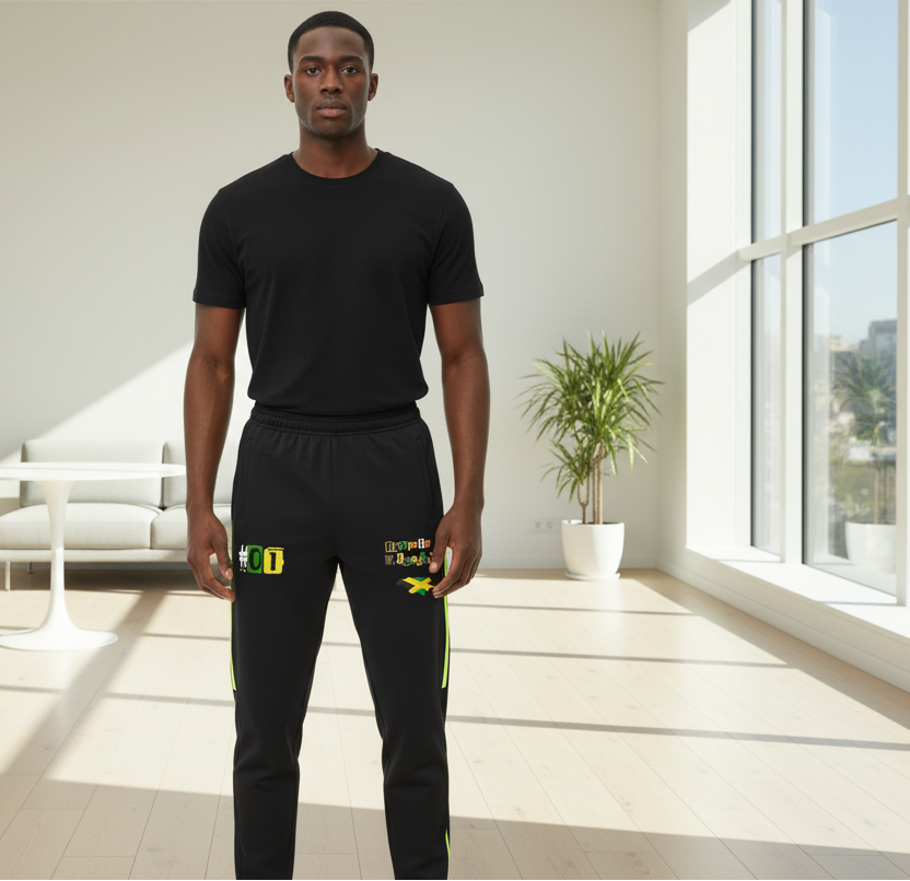 Jamaican Flag Themed Unisex Side Stripe Running Pants