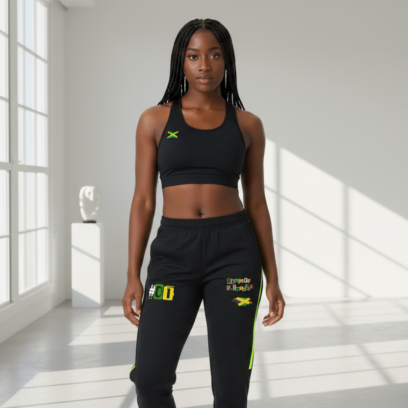 Jamaican Flag Themed Unisex Side Stripe Running Pants