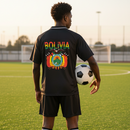 Bolivia Flag Themed Unisex Striped V-Neck Soccer Jersey