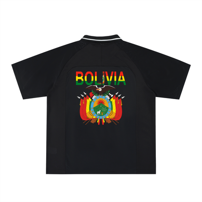 Bolivia Flag Themed Unisex Striped V-Neck Soccer Jersey
