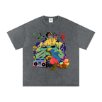 Graffiti DJ Art Graphic Unisex Snow Washed Oversized Cotton T-Shirt