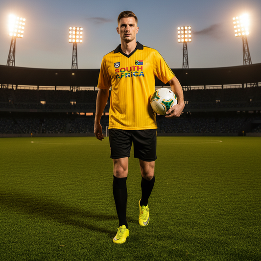 South African Flag Themed Graphic Collar Striped Soccer Jersey