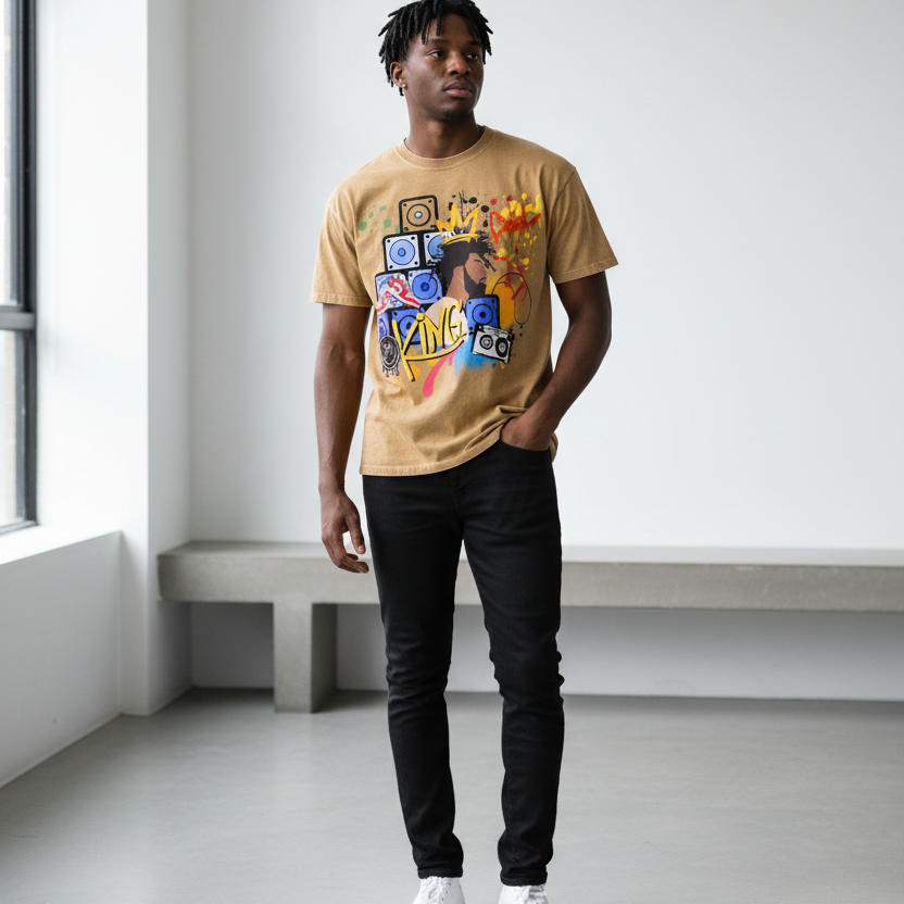 Graffiti Black Art Graphic Snow Washed Oversized Cotton Unisex T-Shirt