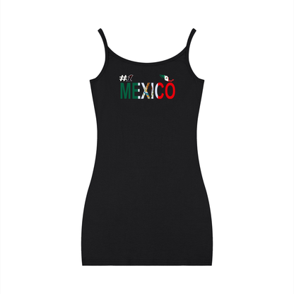 Women’s Sleeveless Fitted Dress Featuring a Mexico Flag-Inspired Design