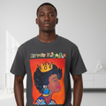 Unisex Crowned Black Woman Art Graphic Vintage Wash Drop Shoulder T-shirt ODMPOD