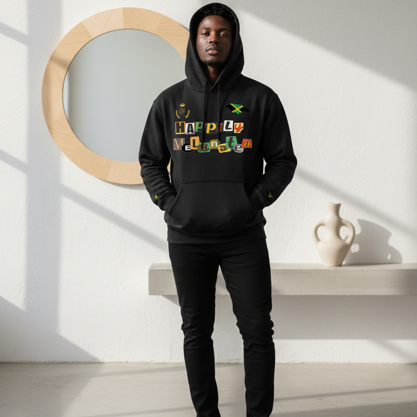 Jamaica Flag Themed Graphic Oversize Fleeced Unisex Hoodie