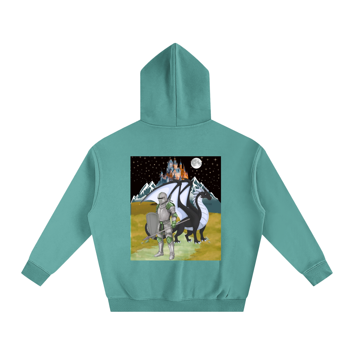 Medieval Themed Oversize Fleeced Hoodie, Knights and Dragon Fans