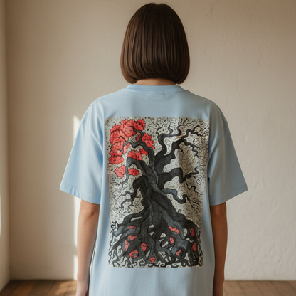 Gothic Tree Art Graphic Unisex Heavyweight Drop Shoulder Cotton T-Shirt