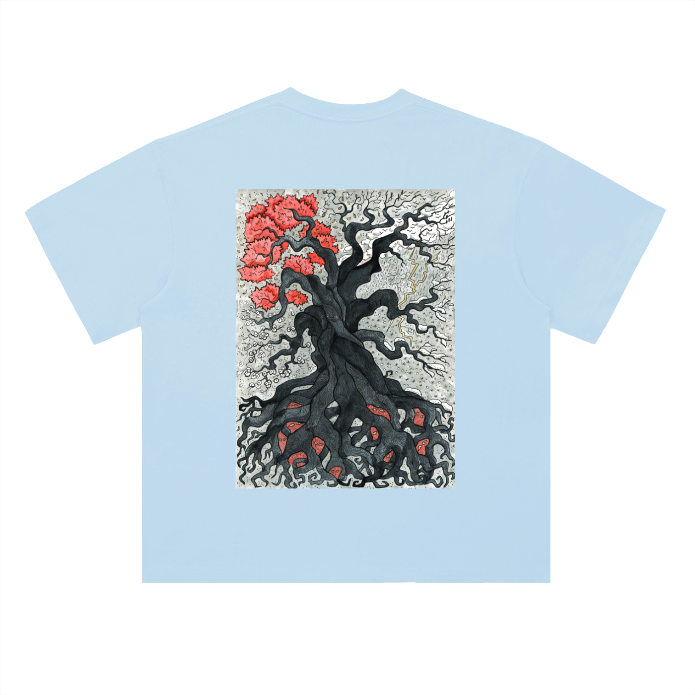Gothic Tree Art Graphic Unisex Heavyweight Drop Shoulder Cotton T-Shirt