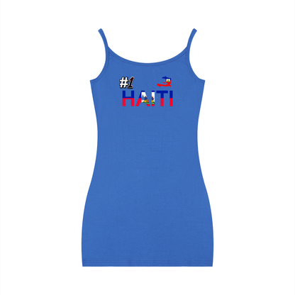 Haiti Flag Themed Women's Solid Tight Sleeveless Dress