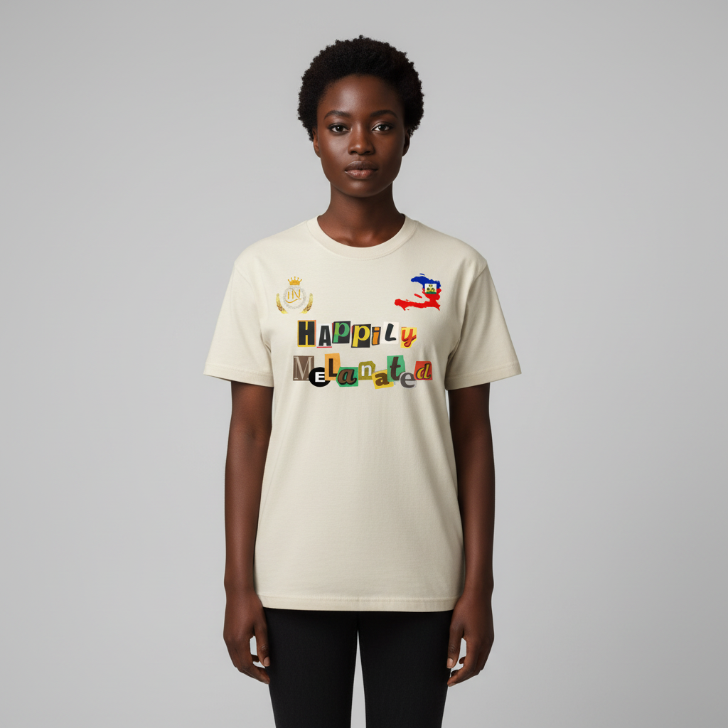 Haiti Flag Themed Vintage Wash Cotton Graphic Unisex T-Shirt