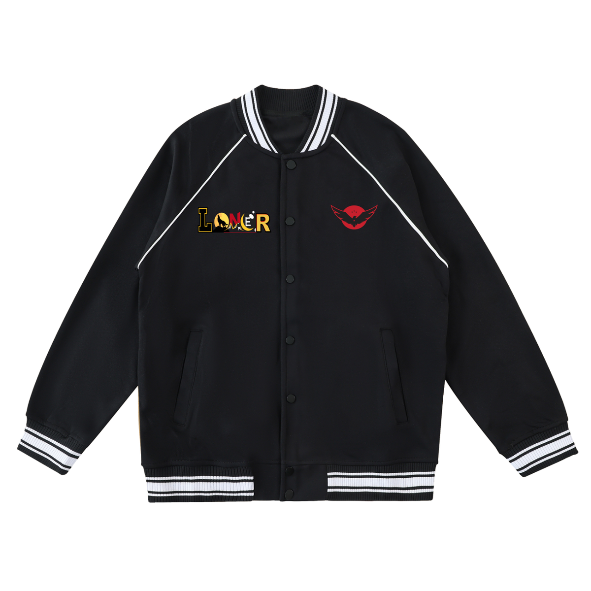 Gothic Hand Graphic Unisex  Contrast Trim Raglan Varsity Jacket