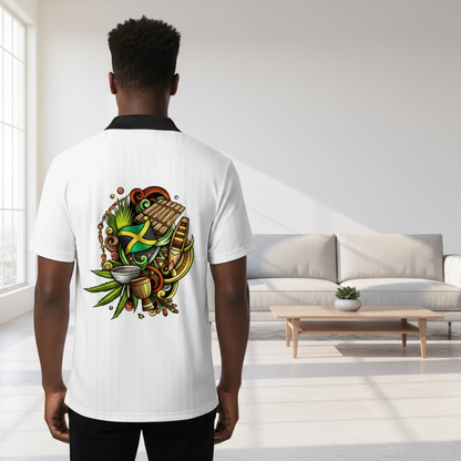 Unisex Jamaica Themed Graphic Contrast Collar Striped Soccer Jersey