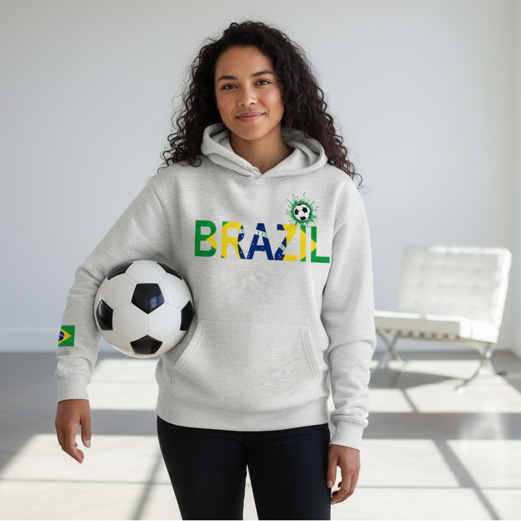 Brazil Flag Themed Graphic Unisex  Oversize Fleeced Hoodie