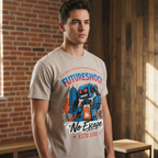 Oversized Unisex Cotton T-Shirt featuring a Snow-Washed Future Robot Dystopia Graphic