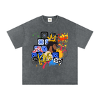 Graffiti Black Art Graphic Snow Washed Oversized Cotton Unisex T-Shirt