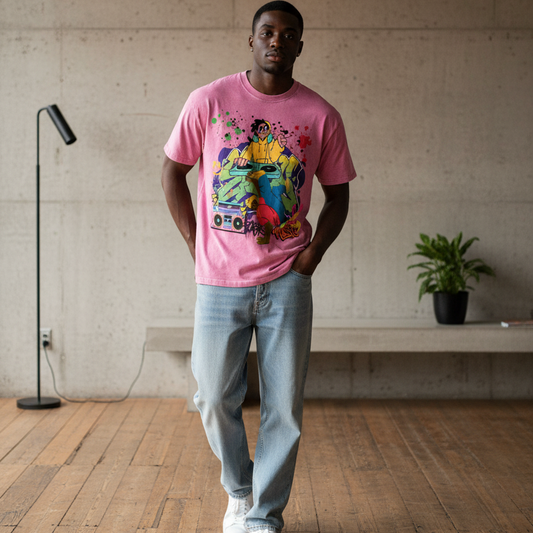 Graffiti DJ Art Graphic Unisex Snow Washed Oversized Cotton T-Shirt