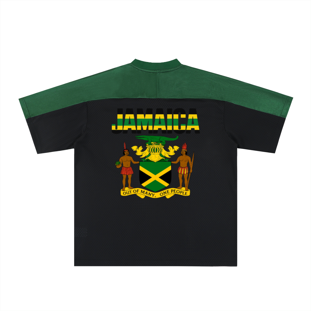 Jamaican Flag Themed Graphic Mesh V-Neck Soccer Jersey