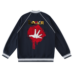 Gothic Hand Graphic Unisex  Contrast Trim Raglan Varsity Jacket