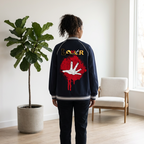 Gothic Hand Graphic Unisex  Contrast Trim Raglan Varsity Jacket