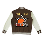 Football Fan Graphic Unisex Two-Tone Fleeced Varsity Jacket