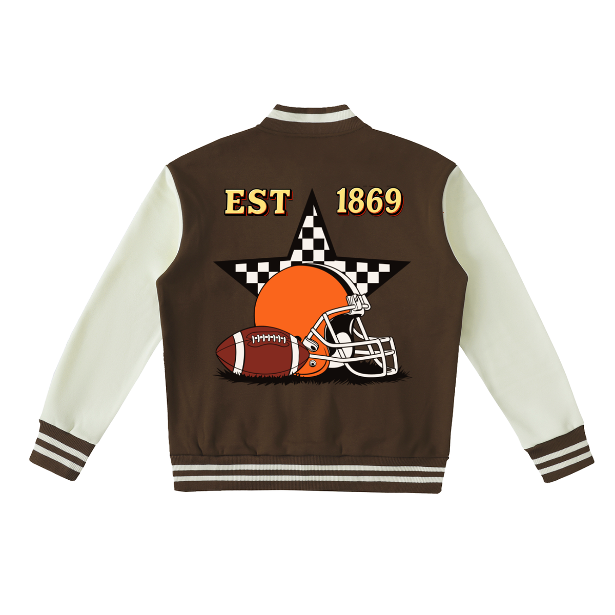 Football Fan Graphic Unisex Two-Tone Fleeced Varsity Jacket