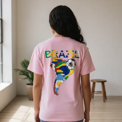 Unisex Vintage-Washed Cotton T-Shirt Featuring a Brazil Flag Graphic