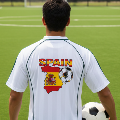 Spain Flag Themed Graphic Stripe Collared Soccer Jersey