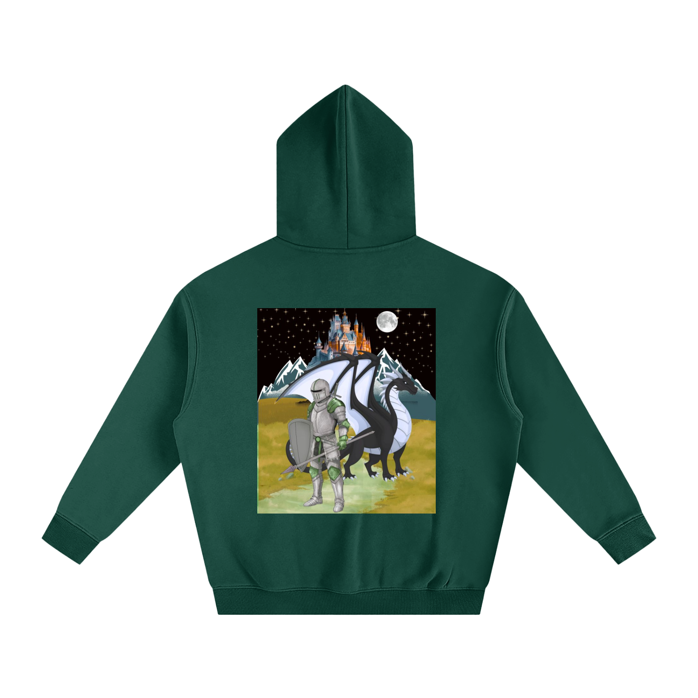 Medieval Themed Oversize Fleeced Hoodie, Knights and Dragon Fans