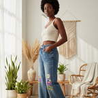 Unisex Heavyweight Denim Jeans Featuring a 90s-Inspired Sun-Faded Wash
