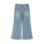 Vintage-Wash Flared Women’s Jeans Featuring an Afro-Music Themed Graphic ODMPOD