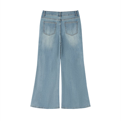 Afro Music Themed Graphic Women's Vintage Wash Flared Leg Jeans