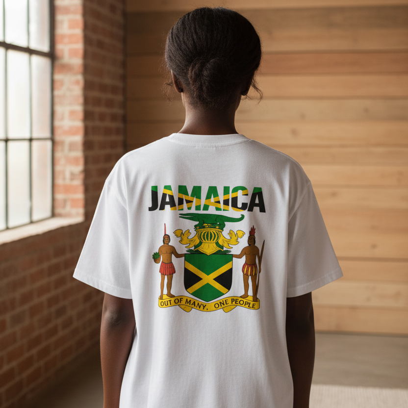 Jamaica Flag Art Themed Graphic Boxy Oversized Unisex T-Shirt